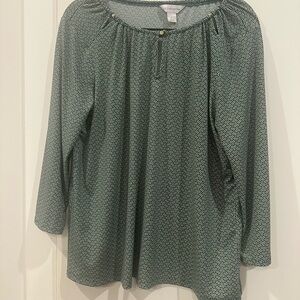 Liz Claiborne Green Patterned Shirt